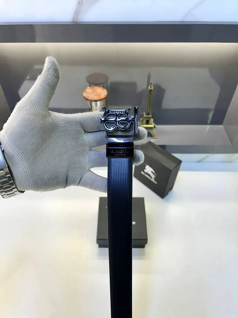 Burberry Glossy Black Reversible Belt Fa 404 - Image 2