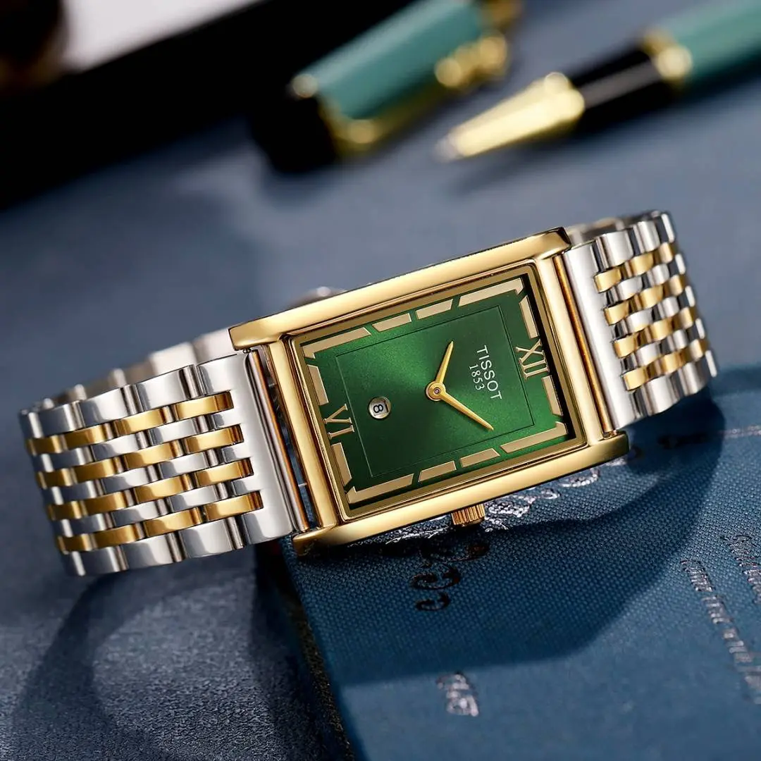 Tissot 1853 T-Classic Heritage Rectangular Style 2Ton-Gold-Green