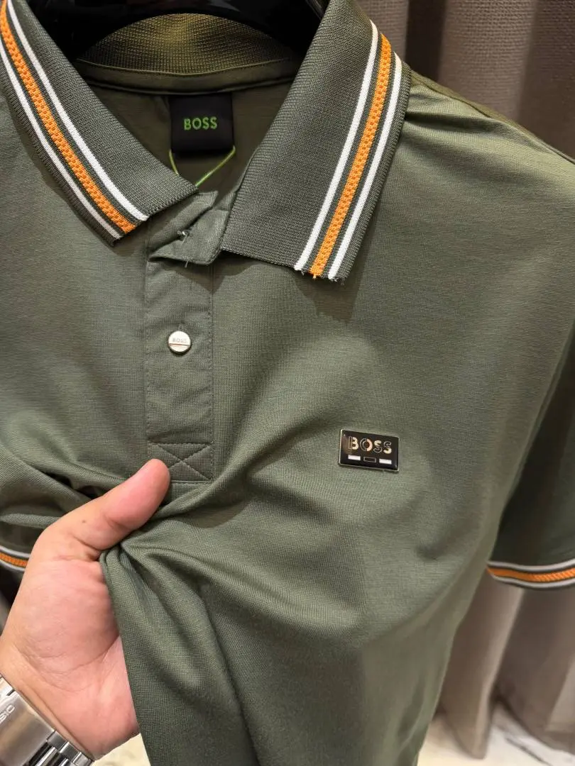 Boss Chest Logo Polo T-shirt Olive - Image 4