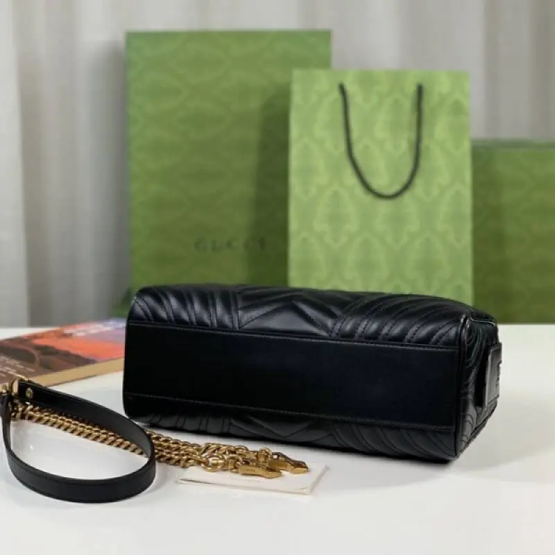 Gucci 746319 Marmont Top Handle Speedy Premium Bag With OG Box & Dust Bag & Carry Bag & Accessories (Black-902) - Image 6