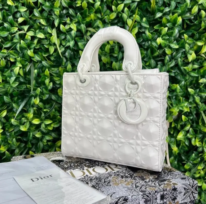 Dior Lady My ABC Bag With OG Box With Dust Bag & Extra Shoulder Strap (White 3D-209) - Image 4