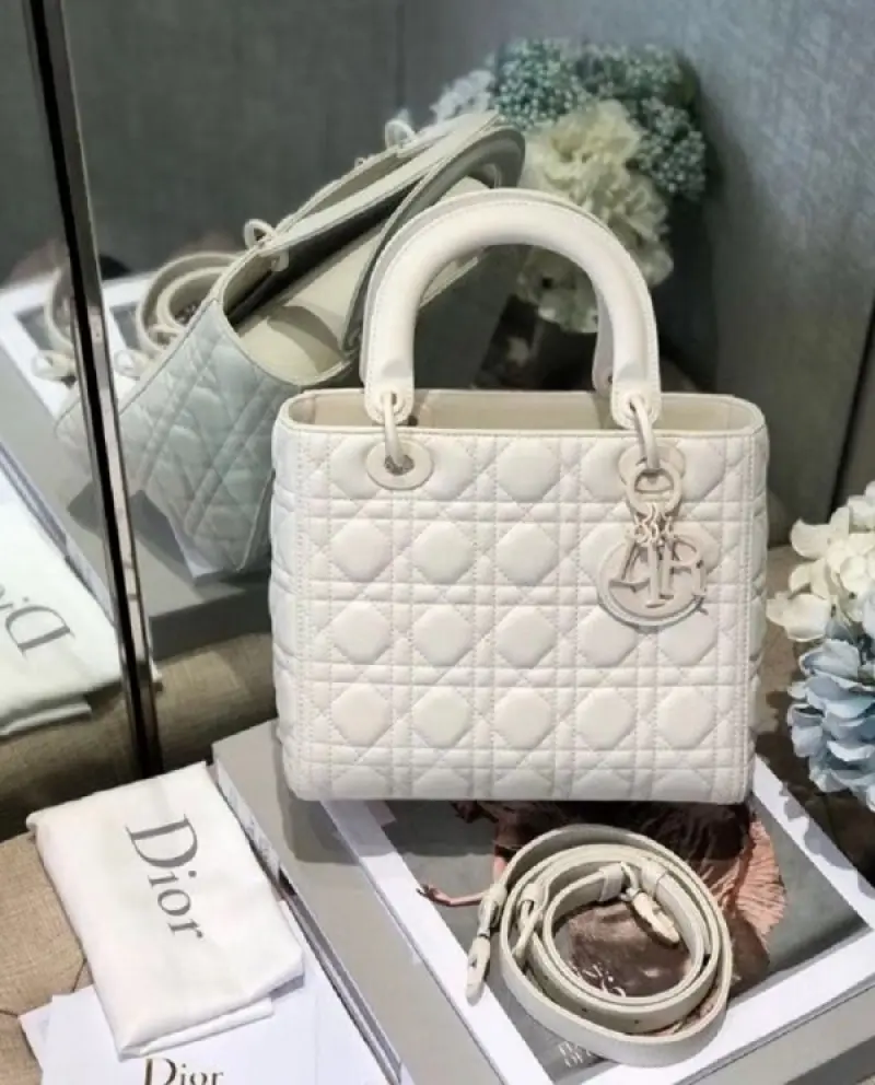 Dior Lady My ABC Matte White With OG Box & Dust Bag (White-384) - Image 3