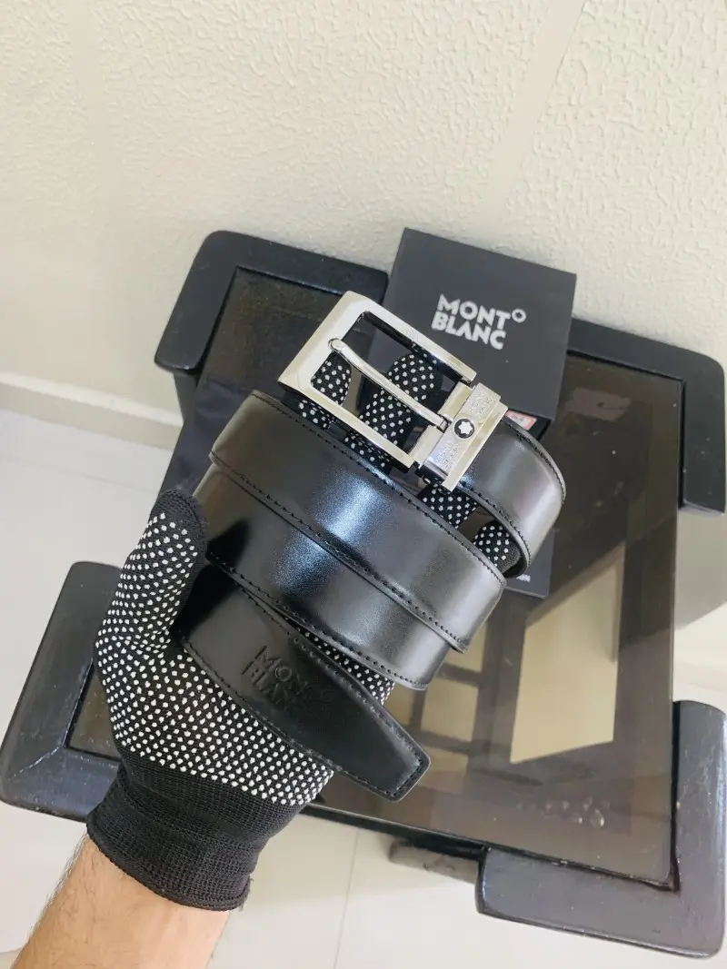 11 MONT BLANC SILVER BLACK PREMIUM QUALITY BELT WITH BOX