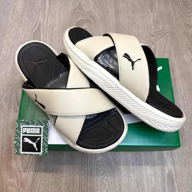 Puma Softride Seave Cross Strap Beige Slides