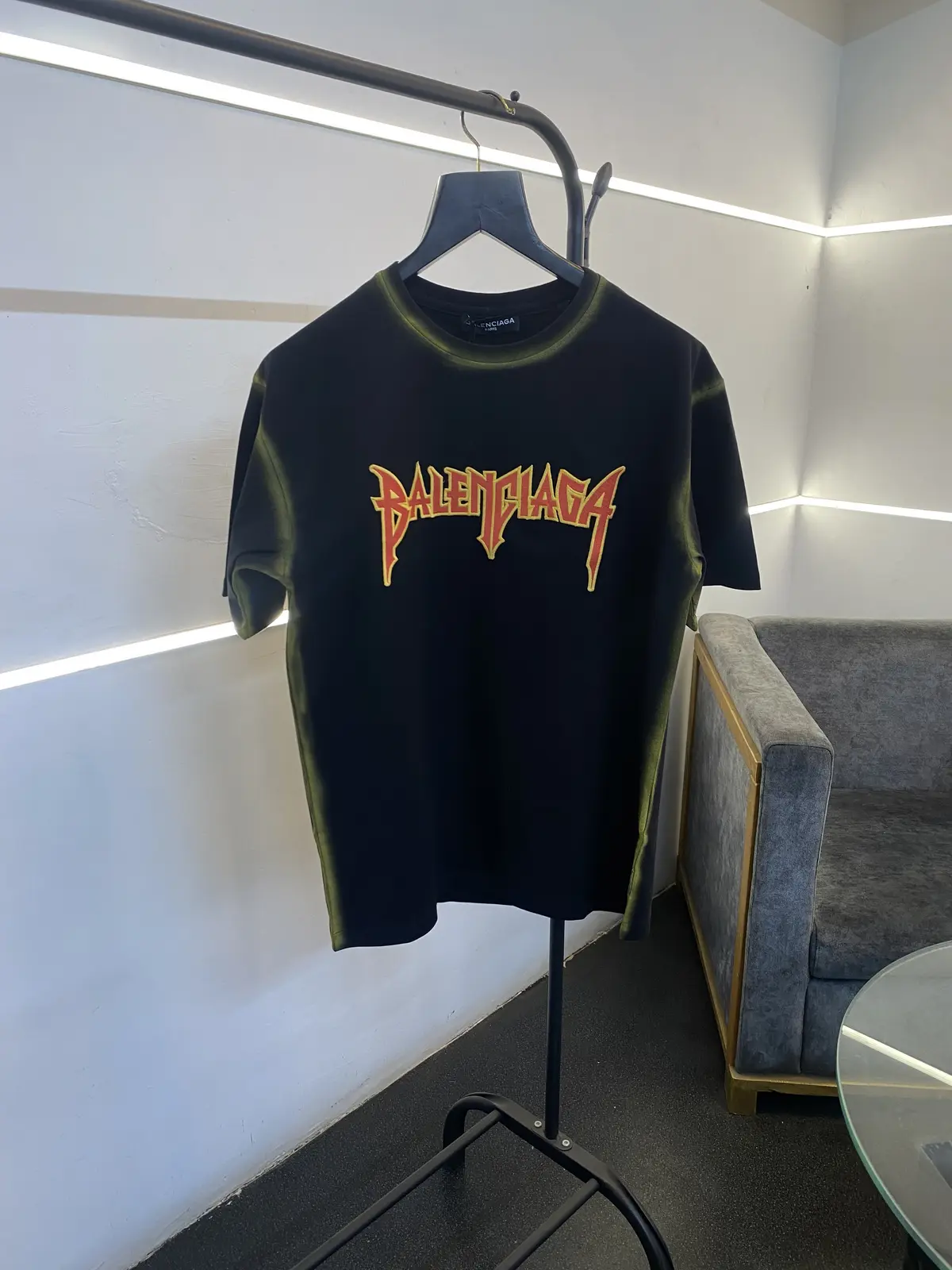 Balenciaga a over size spray print with embroidery logo imported tshirt black