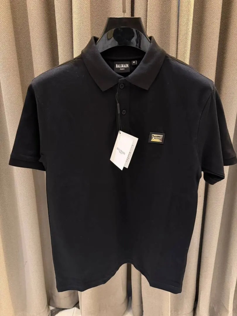 Balmain Chest Logo Polo T-shirt Black - Image 5