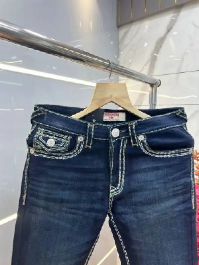 True Religion Green shade Bootcut Premium Imported Stretchable Lycra Fabric Denim with Back Pocket Embroidered Design 3953 - Image 2