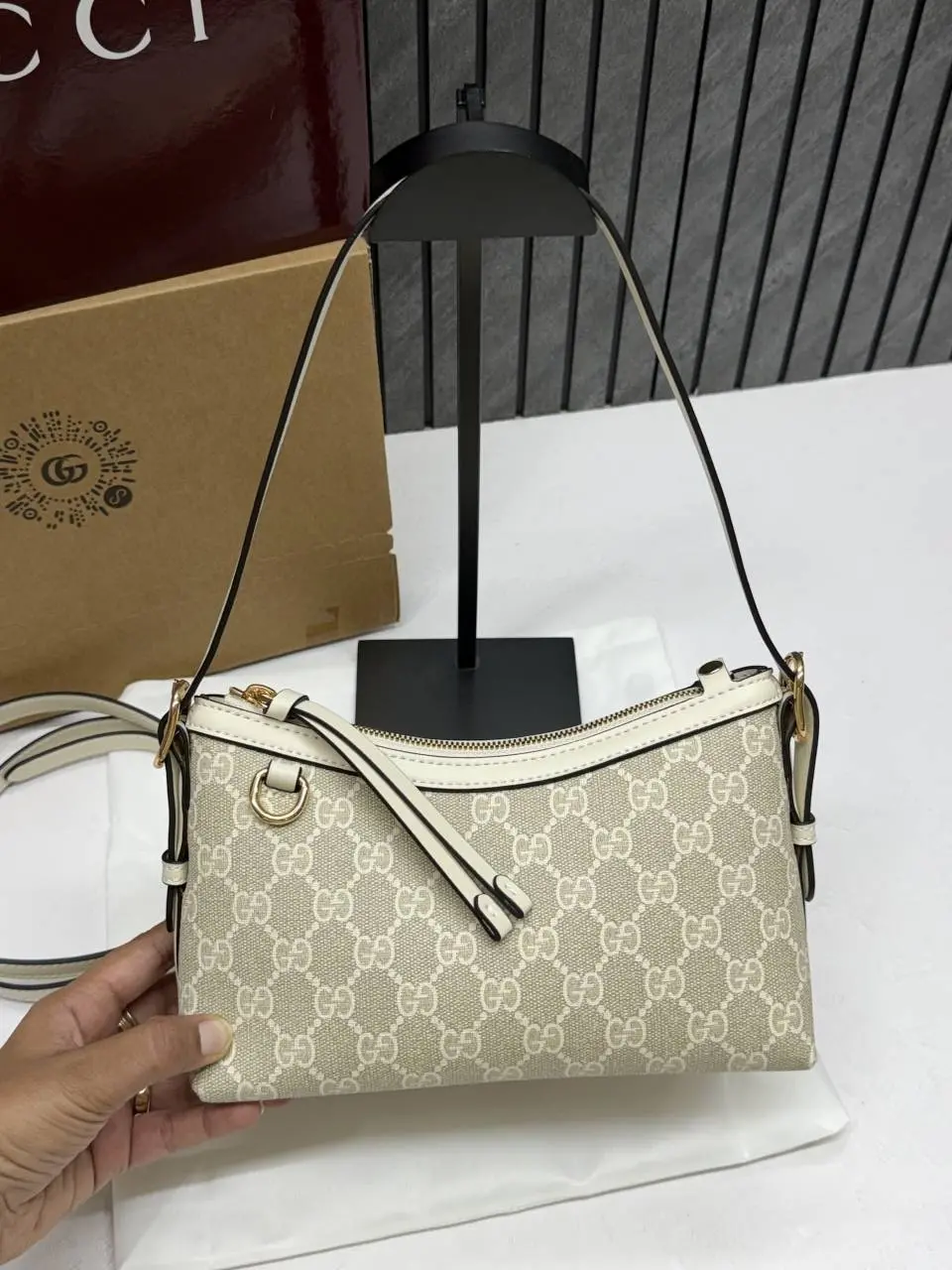 Gucci GG Emblem Small Shoulder Bag With OriginAuldouble Box DustCover & LongBelt - Image 3