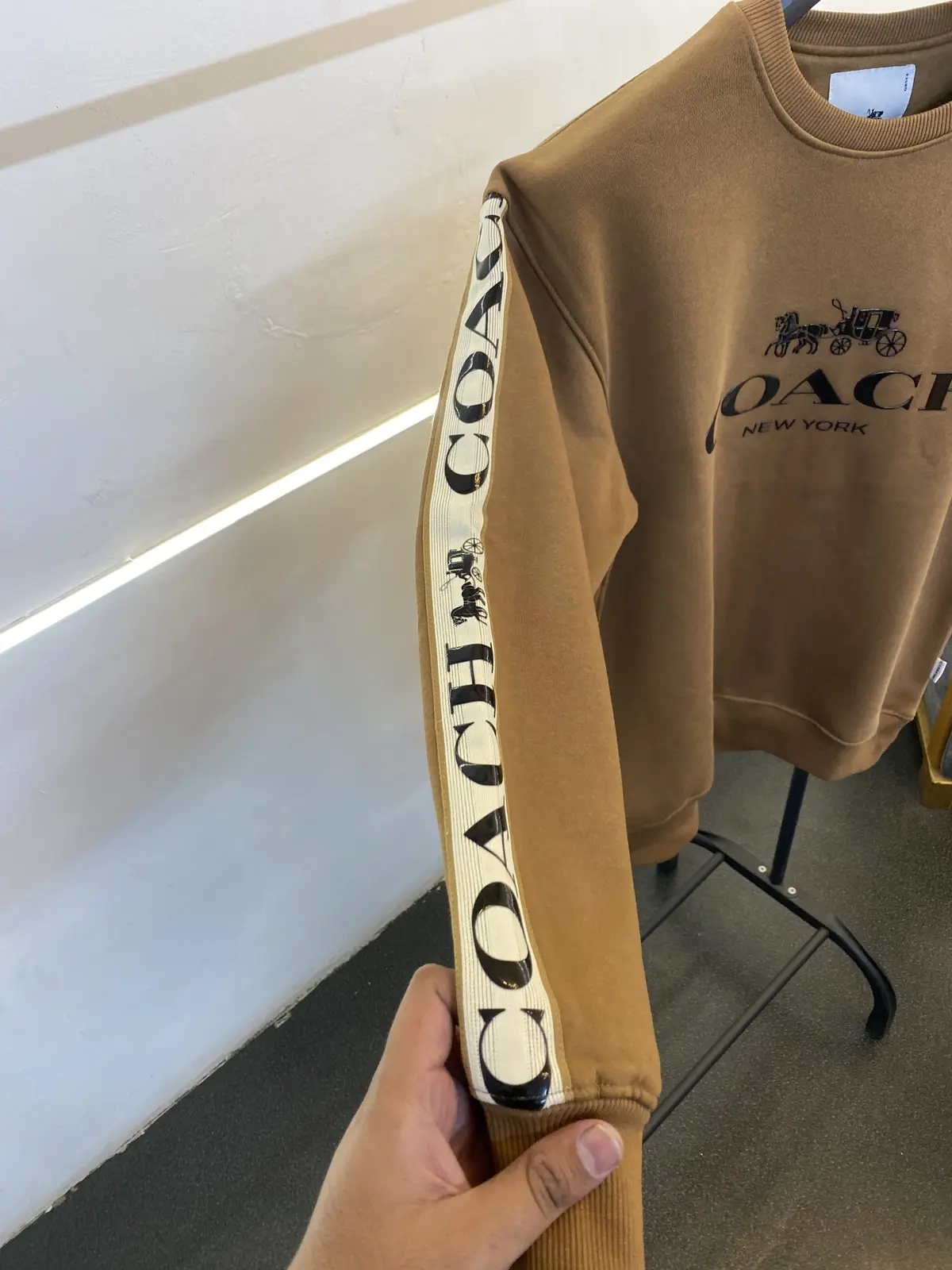 Coach heavy gsm lycra fleece sweatshirt with silicon brand tape on sleeves and front brown - Image 3