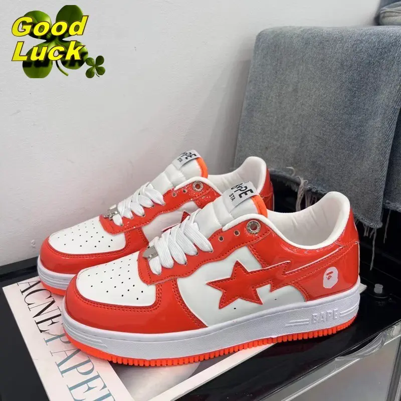BathinGahpe Bape Sta Patent Leather orange White