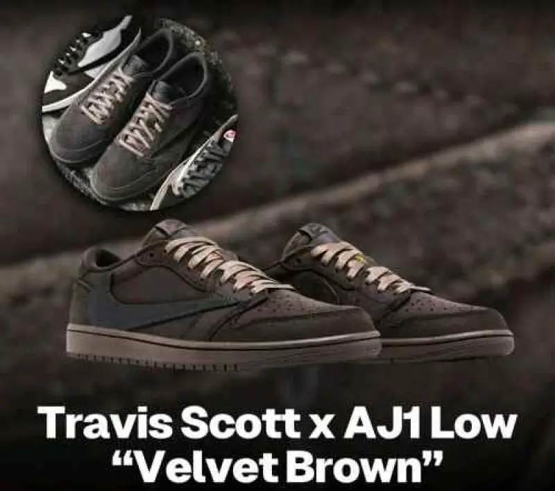 Travis scott x Nikkee air jordan retro 1 low velvet brown semi ua 2190 - Image 8