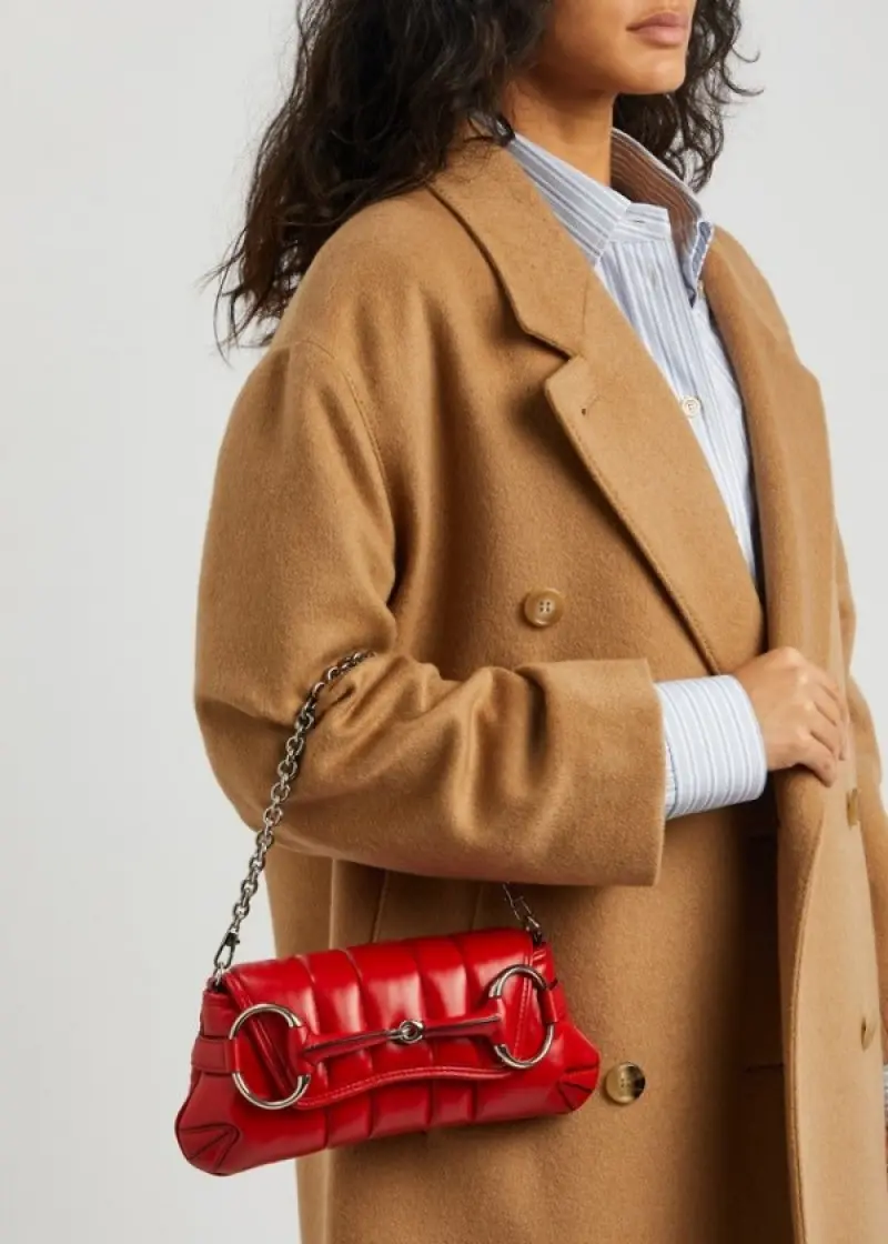 Gucci GG Horsebit Chain Shoulder Bag With OG Box & Dust Bag & 2 Belts & 1 Chain (Red-725)