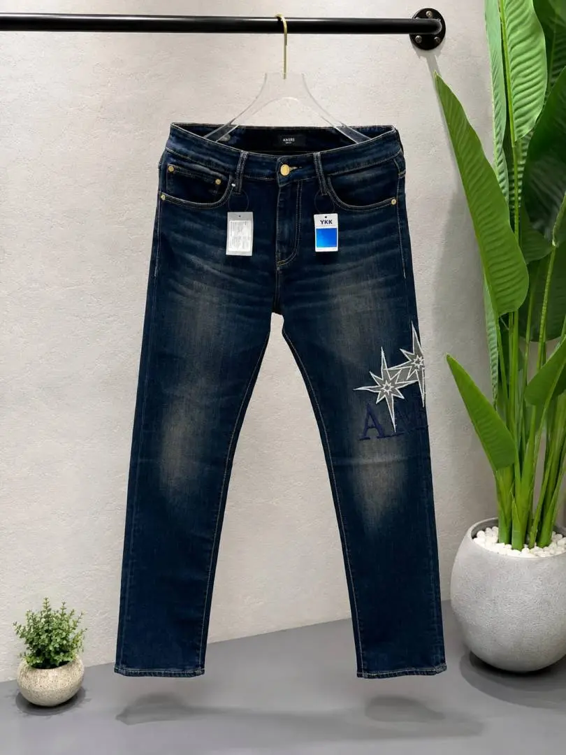 Amir Green Shade Straight Fit Premium Imported Stretchable Lycra Fabric Denim with Embroidered Work 4532