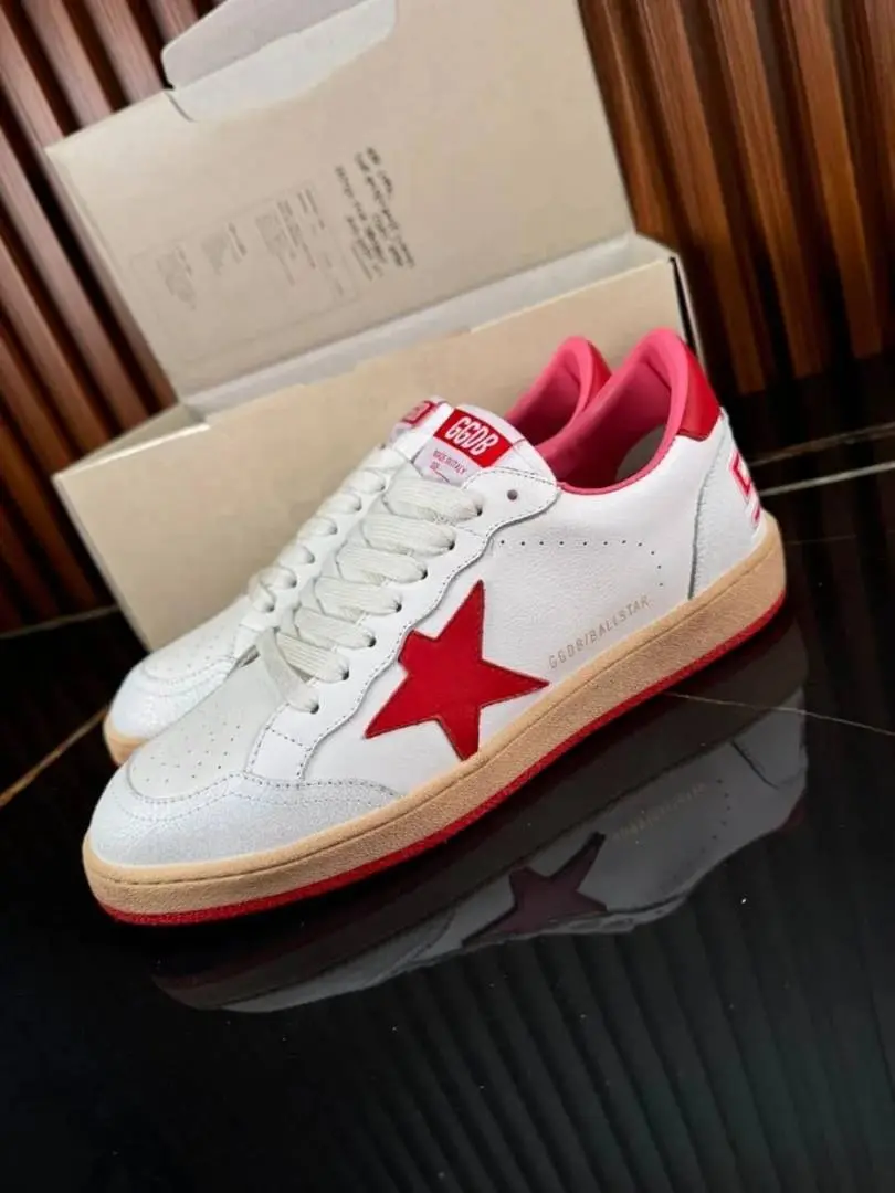 Golden Goose Ball Star Low White Red PLAIN BOX sale