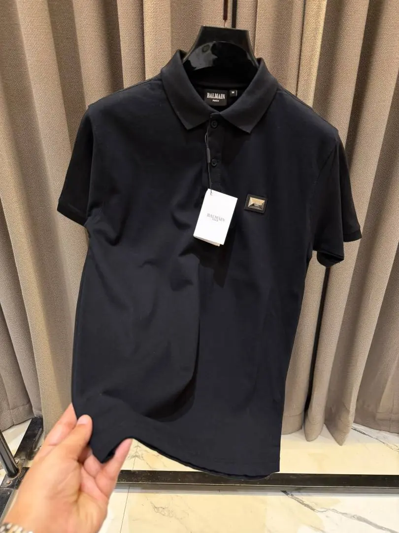 Balmain Chest Logo Polo T-shirt Black - Image 2