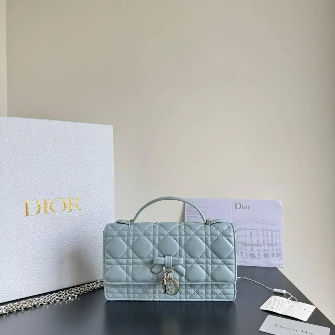 Dioorr Cannage Small Top Handle Bag With Original Box & DustCover