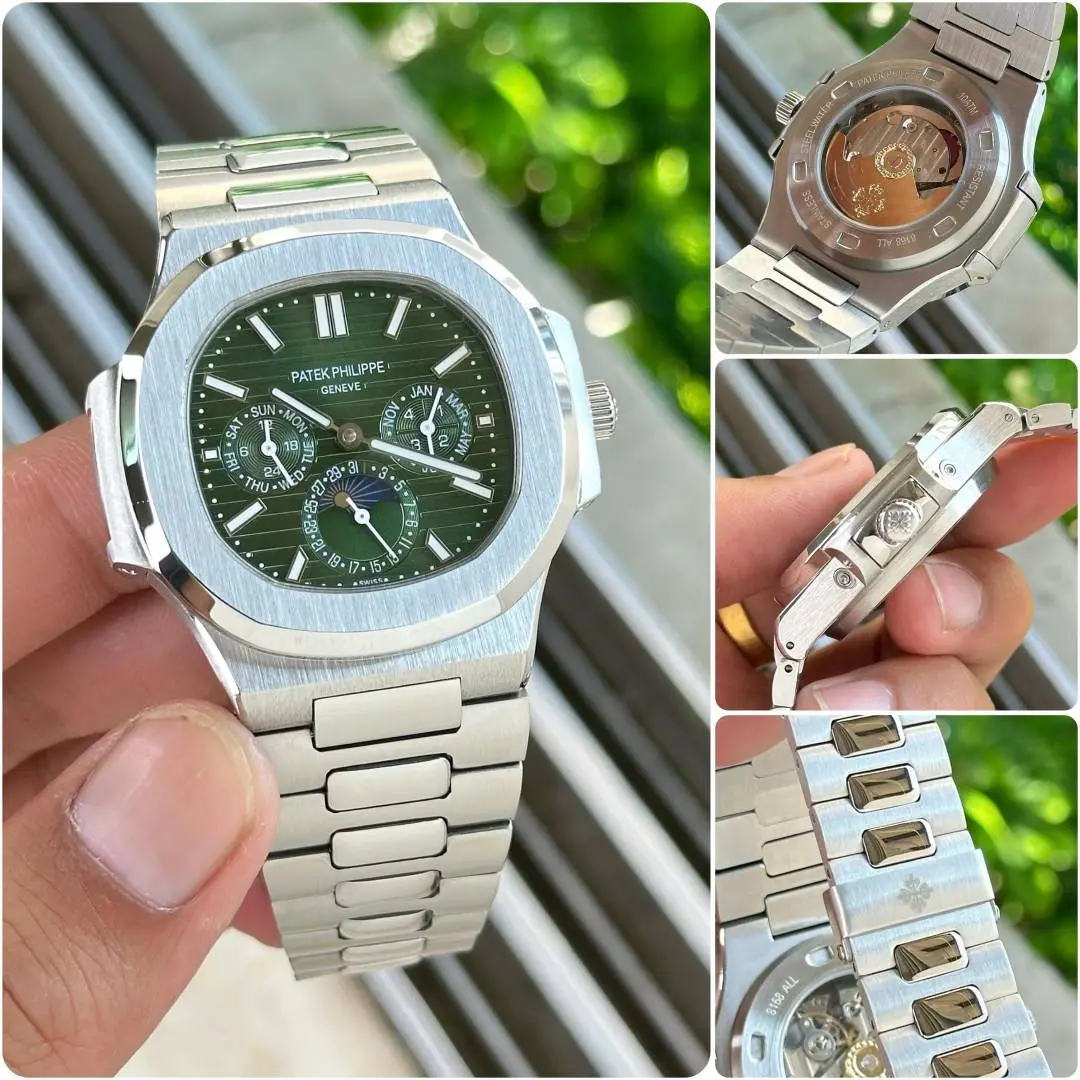 Pate ek philippe Nautilus Chronograph silver Green - Image 2