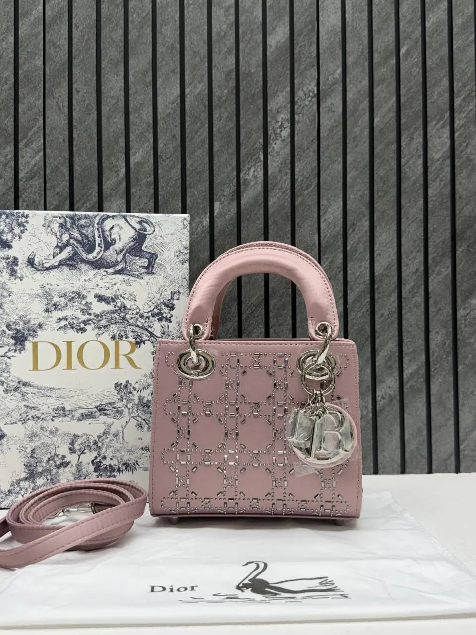 Dior Lady 8818 Starss Cannage Satin Medium Handbag With Original Box & DustCover - Image 3