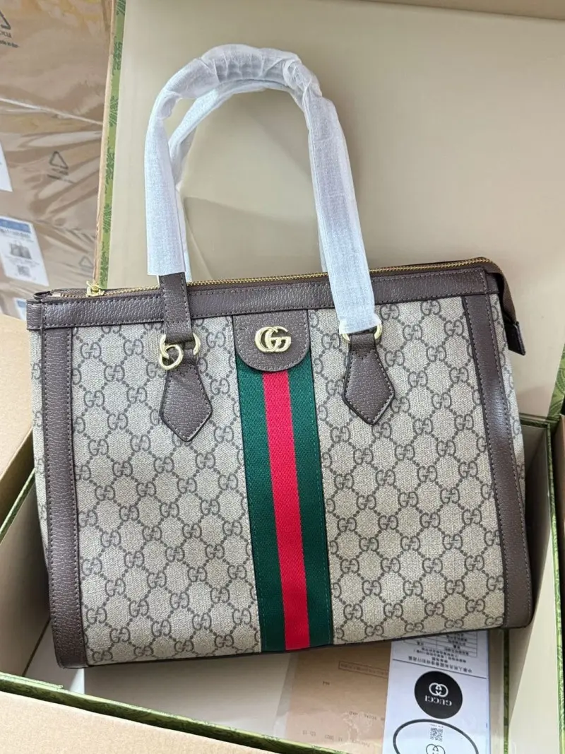 Gucci GG Ophidia Supreme Signature Tote Bag With Double OG Magnetic Box & Dust Bag (Brown-816) - Image 8