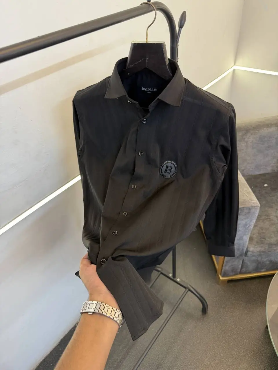 Balmain knitted design high quality imported shirt proper box packing black sale - Image 2