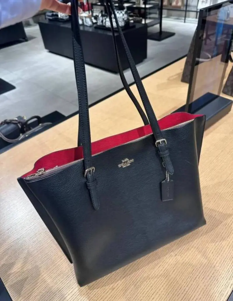 Coach1198 Mollie Premium Leather Tote Bag With OG Box & Dust Bag (Black - 1198) - Image 5