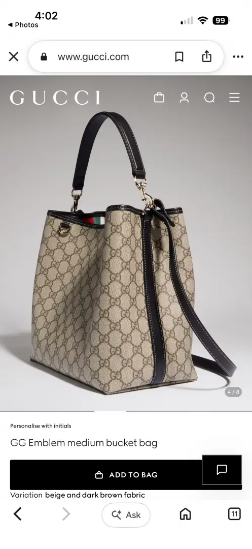 Gucci GG Emblem CB Black-Mono Medium Bucket With Original DustCover & CarryBag - Image 5