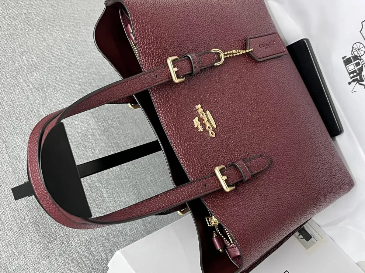 Coach Mollie 25 Wine Medium Tote With OriginalBox - Image 5