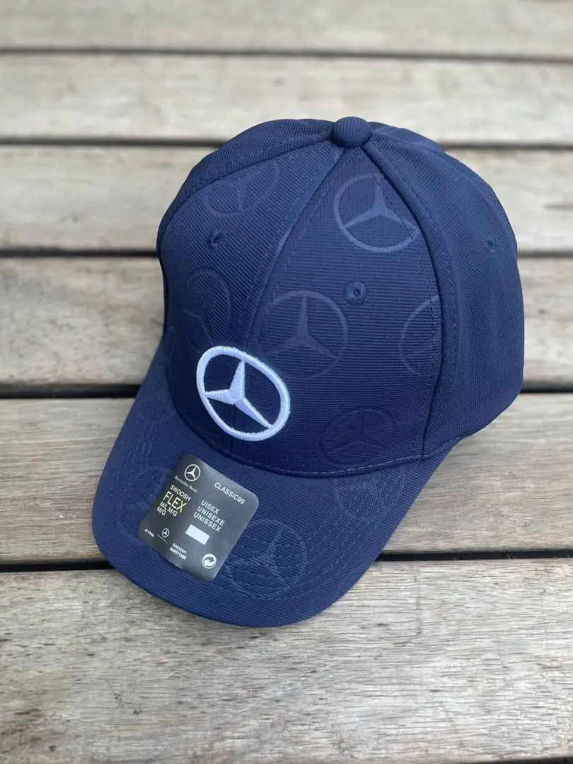 Mercedes Benz Black Logo Navy Blue Print Premium Unisex Cap