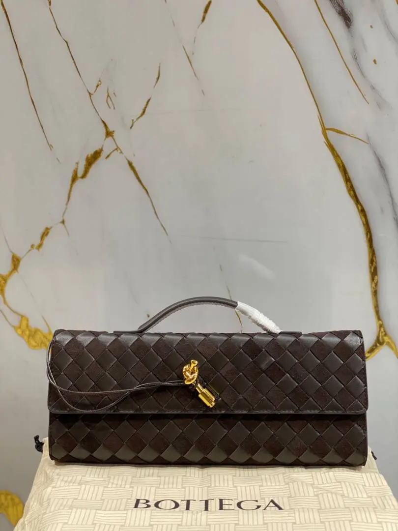 Bottega Veneta Coffee Andiamo Long Clutch Bag With Original Box Dust Cover & LongSlingBelt - Image 5