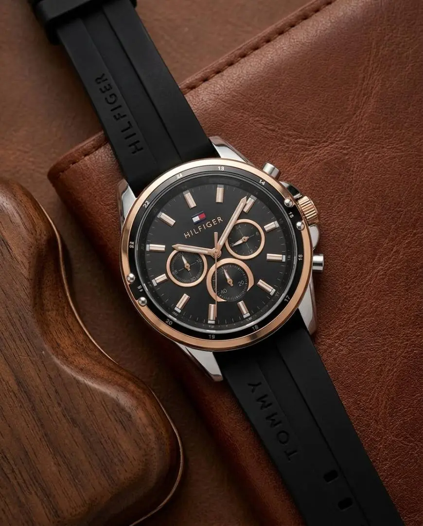 Tommy Hilfige r Oxford Chronograph Silicon Belt Black