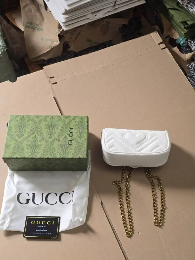 Gucci GG Marmont Mini Matelasse Shoulder Bag With OG Box & Dust Bag (White - 907) - Image 5