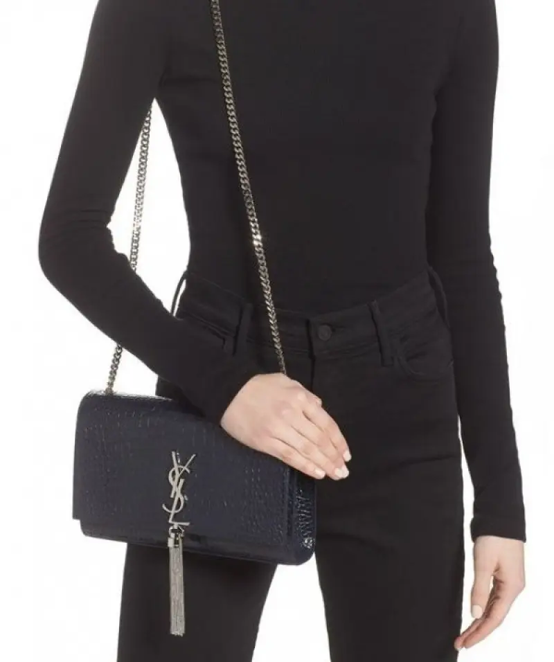YSL Saint Laurent Kate Tassel Sling Bag With OG Box & Dust Bag (Black - 769) - Image 4