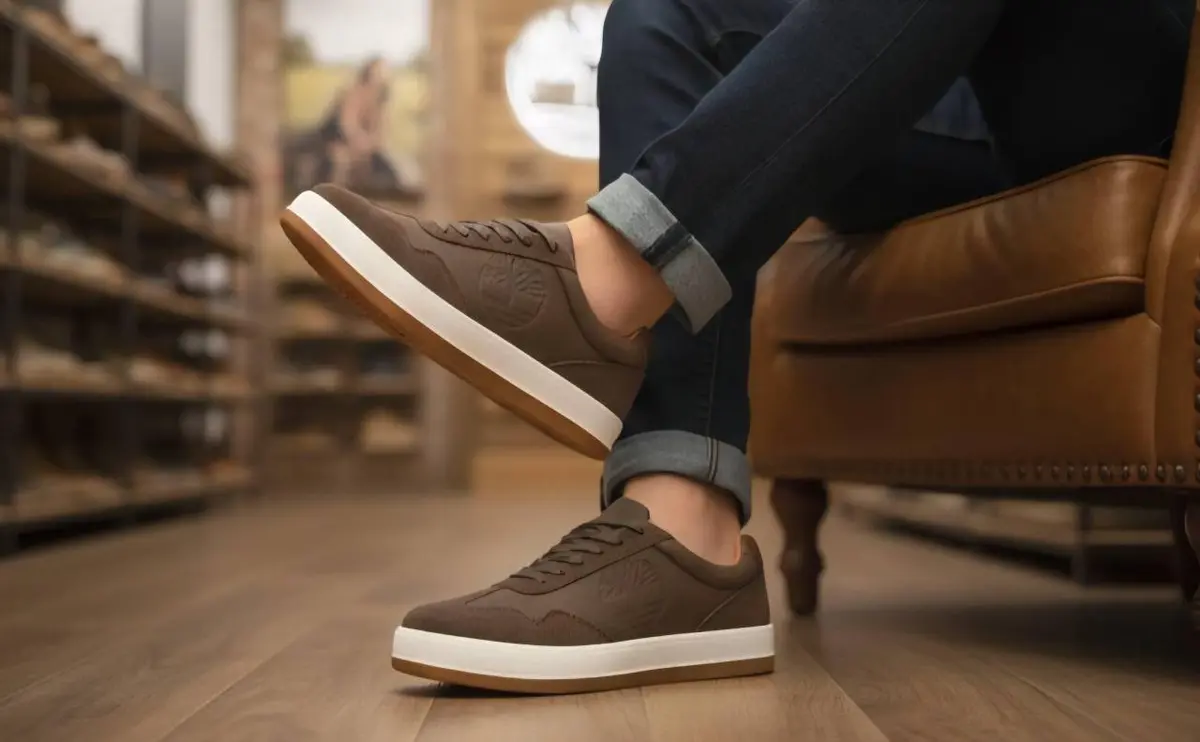 TIMBERLAND BROWN WHITE LEATHER SNEAKER 2025 - Image 5