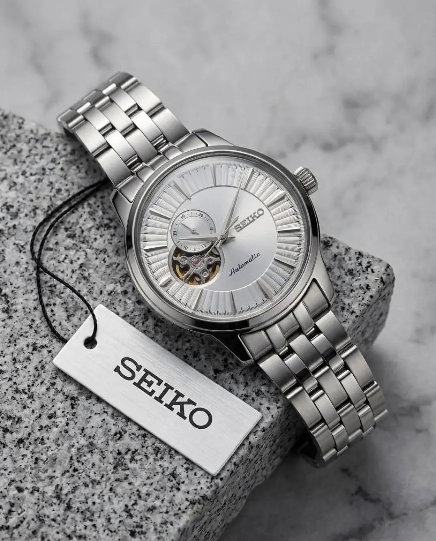 Seiko Presage Cocktail Time Open Heart Automatic silver white - Image 2