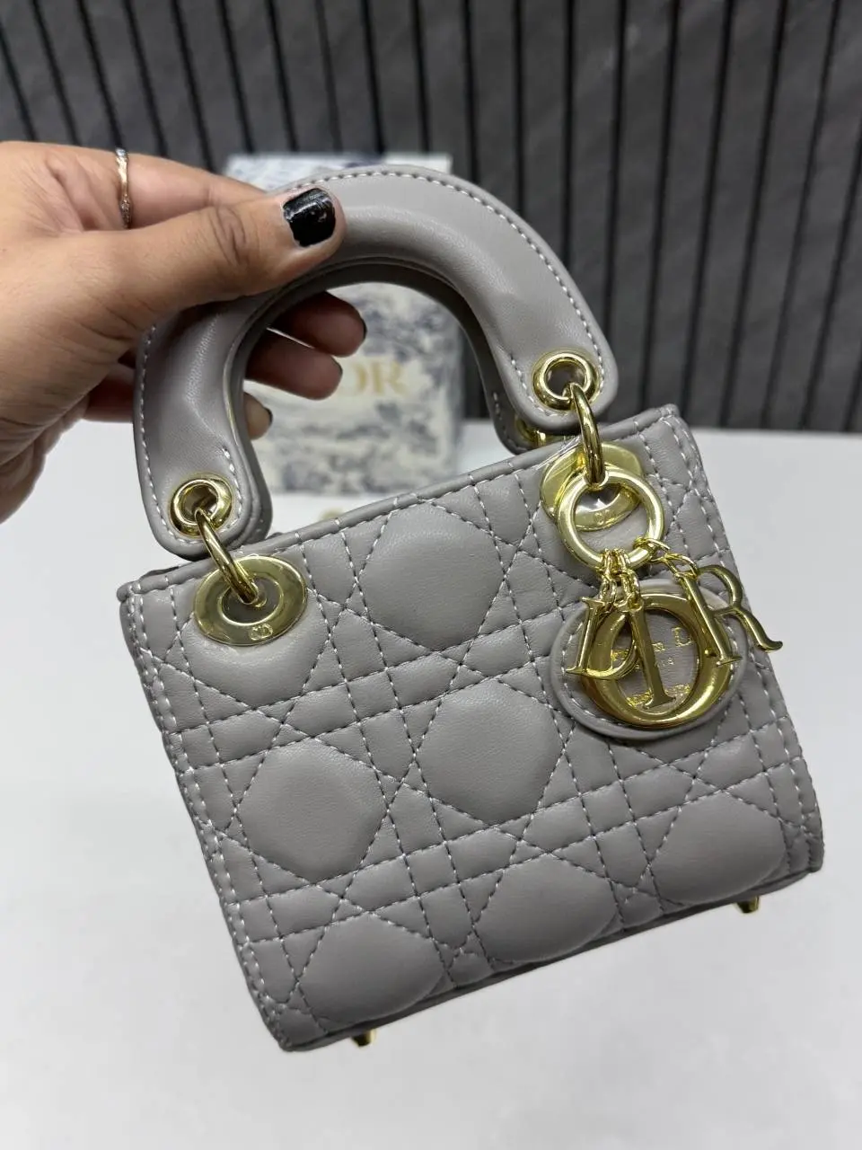 Dior 662 Lady Dioor Nano Gray With Original Box Packing - Image 4