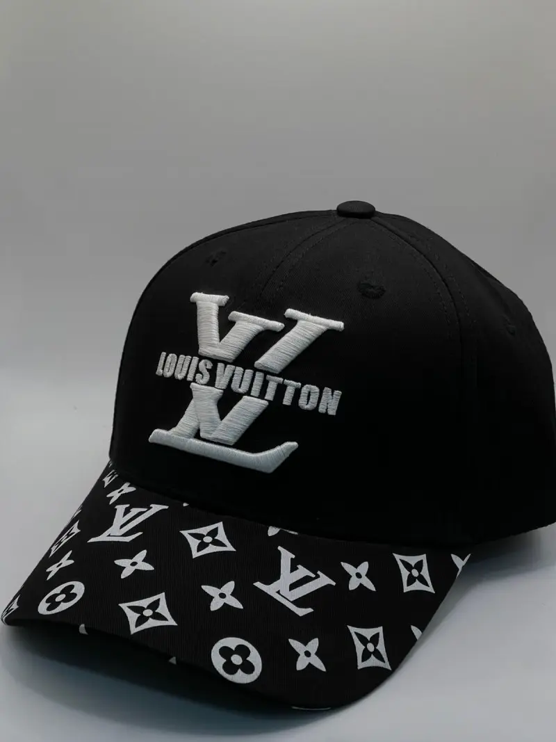 Louis Vuitton Big Logo Front Monogram Black And White Premium Unisex Cap (With Box) - Image 3