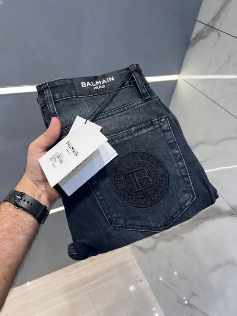 Balmain Paris Blue Shade Premium Imported Stretchable Lycra Fabric Straight Fit Denim Sale Offer 2841 - Image 2