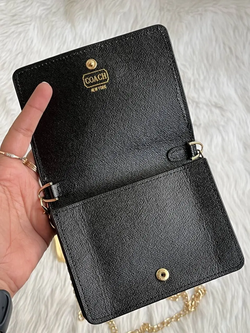 Coach 122 Black ChainOnWallet With OriginalBox DustCover BrandCard - Image 5