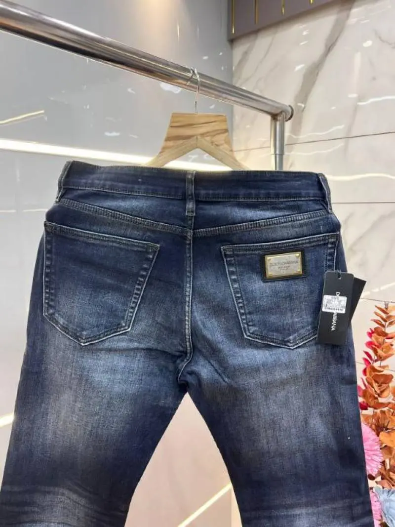 Dolce and gabbana blue shade premium imported stretchable lycra fabric straight fit denim with metal logo 3661 - Image 3