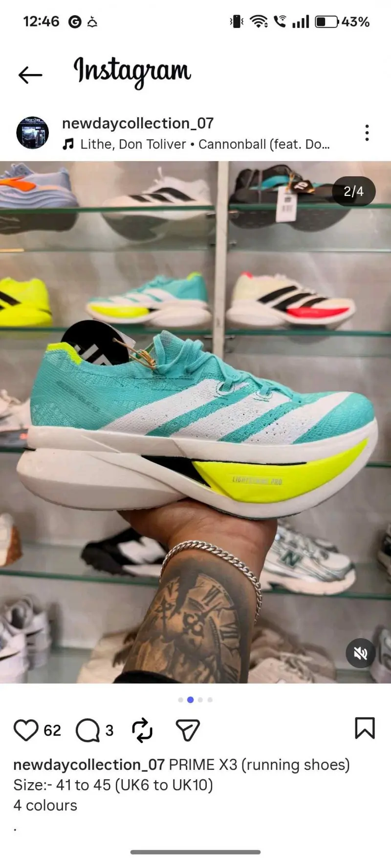 Adidas Adizero Prime X3 Strung - Flash AquaZero MetalicLucid Lemon - Image 4