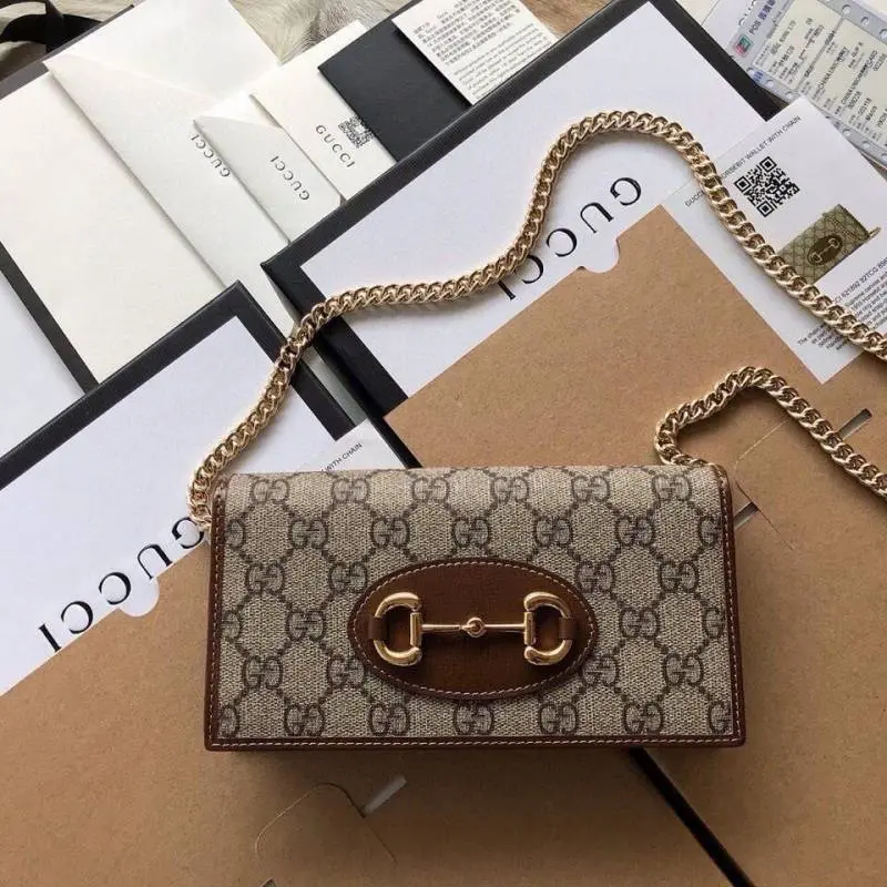 Gucci 74 Horsebit 1955 ChainWallet Crossbody With OriginalBox DustCover Premium