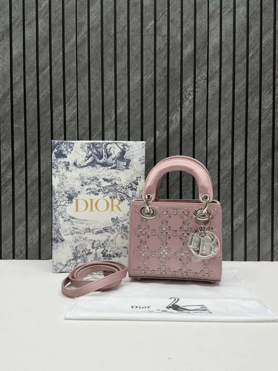 Dior Lady 8818 Starss Cannage Satin Medium Handbag With Original Box & DustCover - Image 2