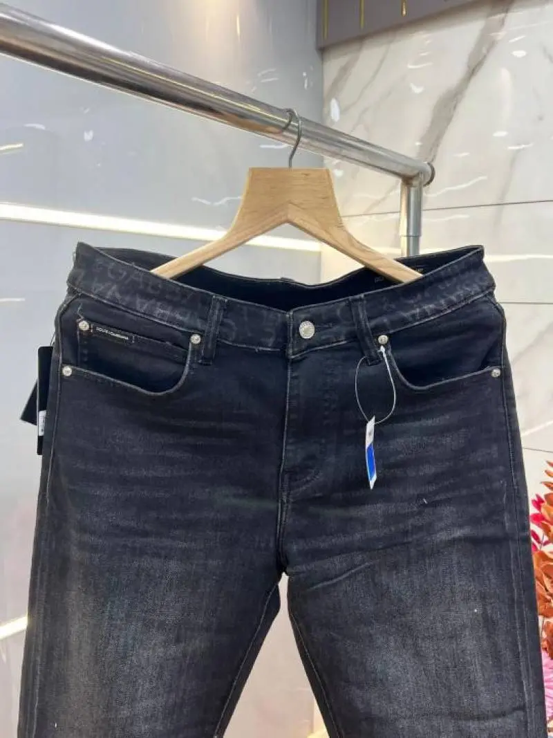 Dol c and Gabbana Black Shade Straight Fit Premium Imported Stretchable Lycra Fabric Denim with Metal Logo 3666 - Image 3