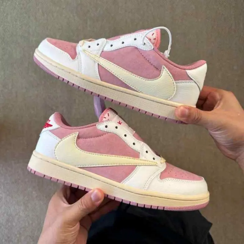 Travis Scott x Nikkee Air jordan 1 low OG Shy pink semi ua - Image 5