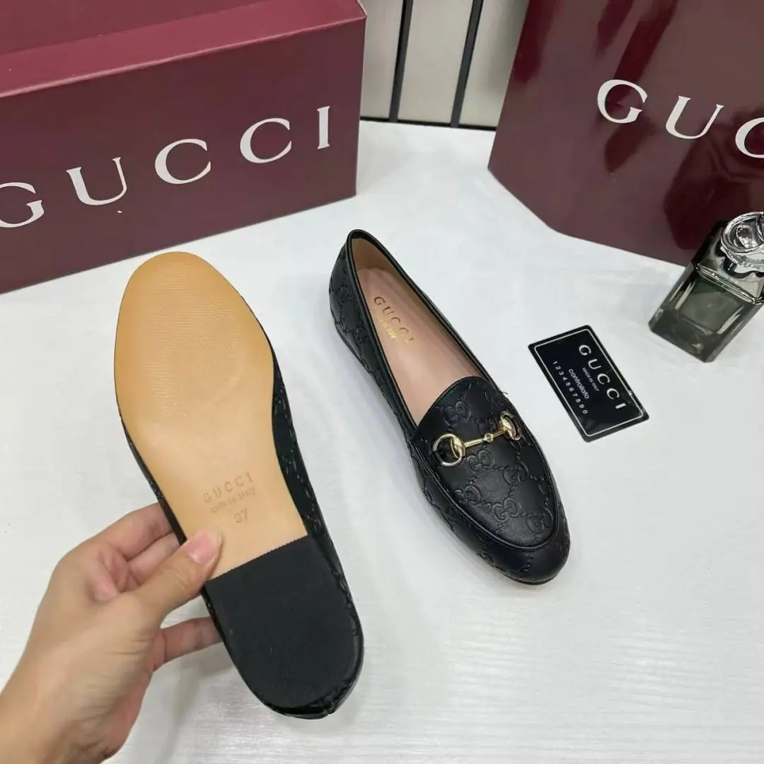 Gucci Womens Jordaan Loafers Wid OG Box & Carry Bag Black A885-1C - Image 4