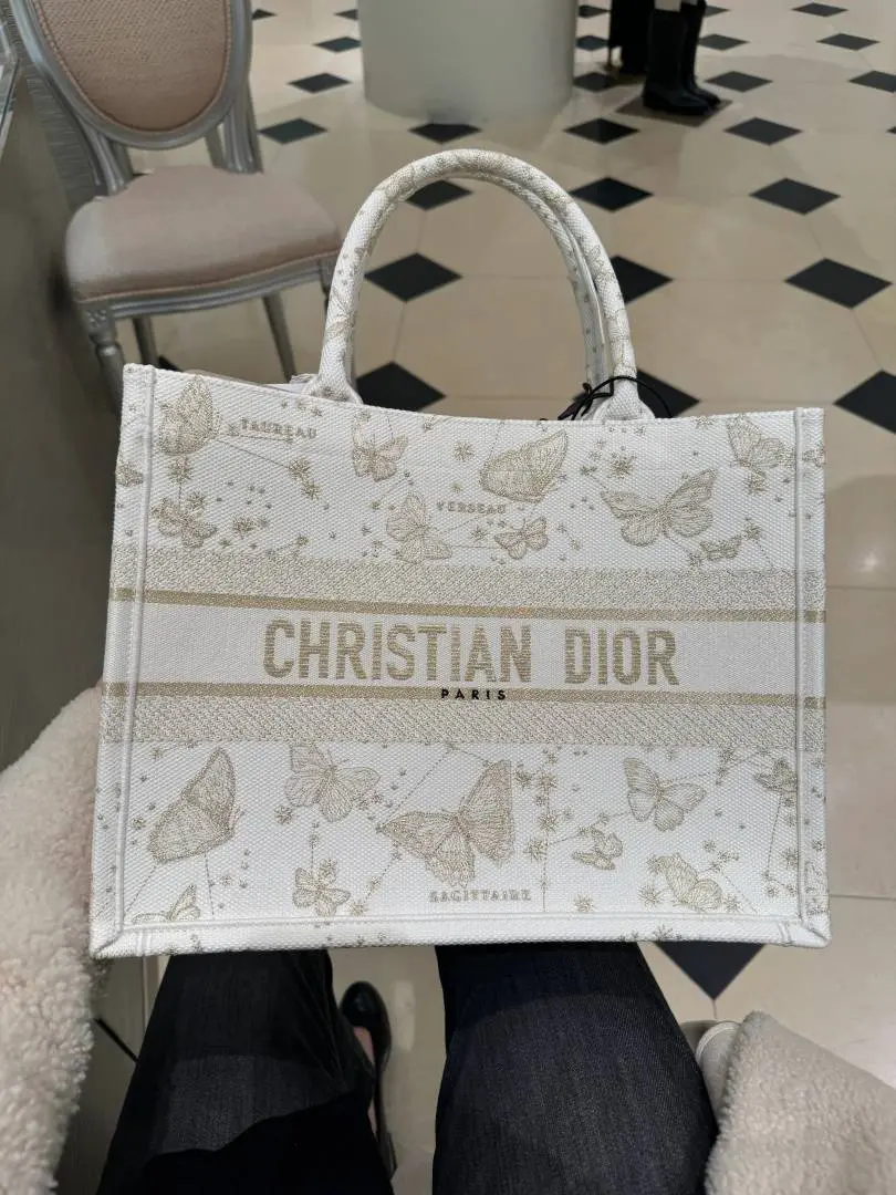 Dior Book Large Tote Premium Oblique With OG Box & Dust Bag & Scarf (Butterfly-824) - Image 4