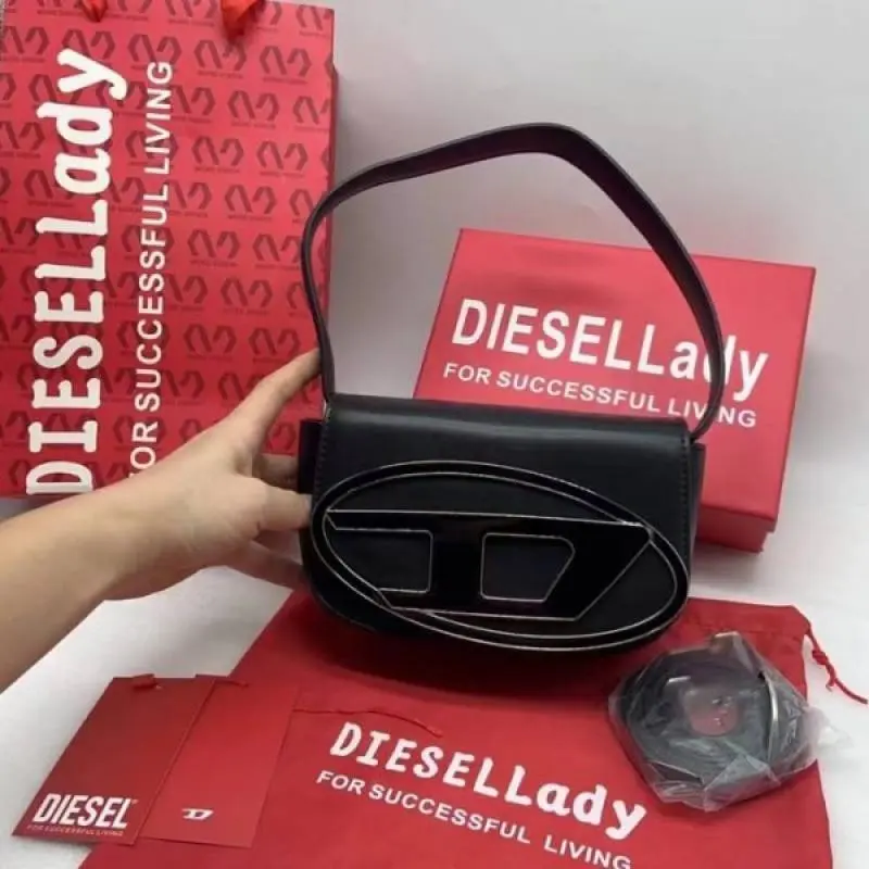 Diessel 1DR Shoulder Bag With OG Box & Dust Bag & Extra Shoulder Strap (Black - 442) - Image 6