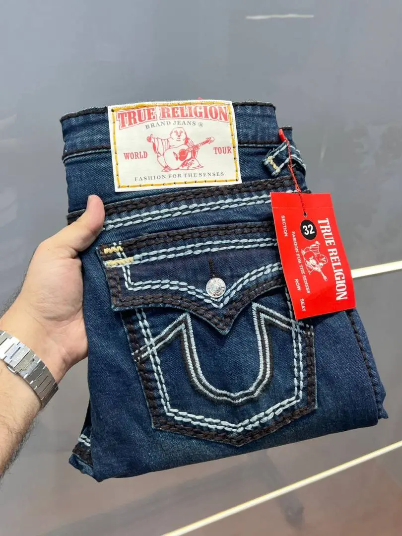 True Religio n Blue Shade Straight fit Premium Imported Stretchable Lycra Fabric Denim with Back Flap pocket Design 3625 - Image 5