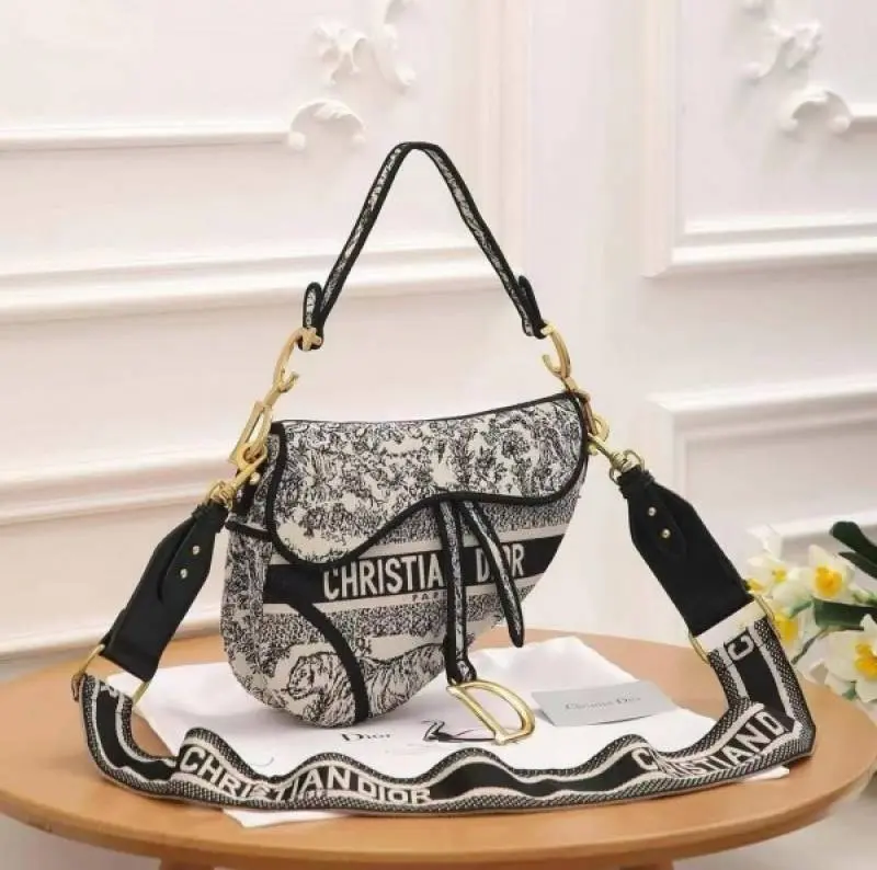 Dior Saddle Black Toile de Jouy Embroidery With OG Box & Dust Bag (Black Tiger-129) - Image 4