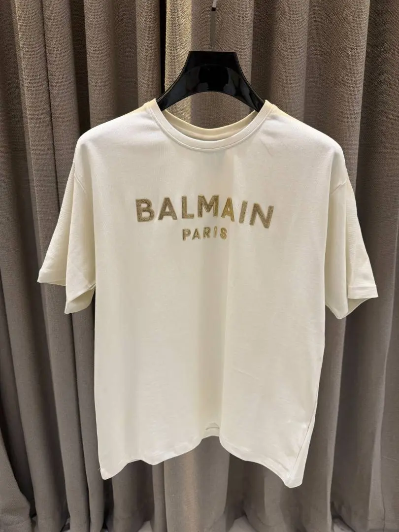 Balmain Middle Brand Print Round Neck T-shirt White - Image 2